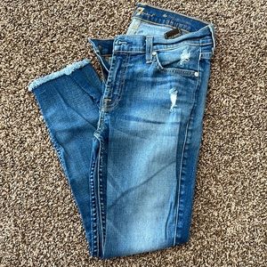 7 for All Mankind, Mid rise ankle skinny, 28, light distressing
